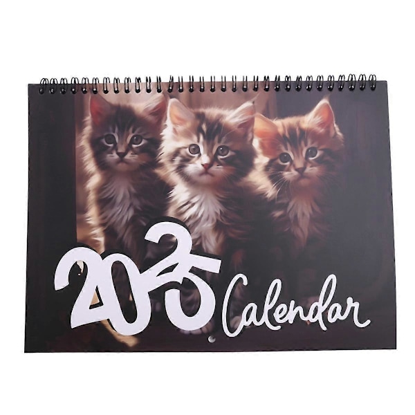 2025 Kalender Katter Månadsväggkalender, Familjeplanerare Kalenderorganisatör med Roliga Tjocka Kattbilder, för Kattälskare As Shown