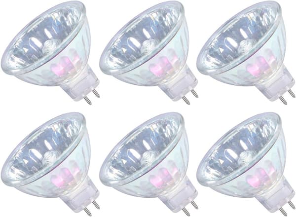MR16 Halogen Bulbs 35W 12V GU5.3 Spotlights for Ceiling Lighting Dimmable, 36° Beam Angle, 3000K Warm White, 2-Pin Base, 6-Pack