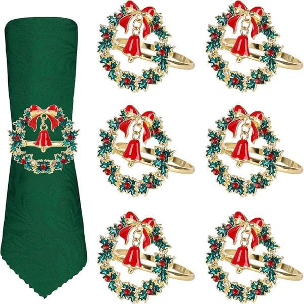 Julekrans Servietringe 6 STK Jule Servietringe, Jul