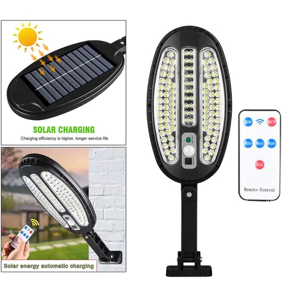 Led solcelle vegglampe bevegelsessensor utendørs sikkerhetsgatebelysning Ip65 100led