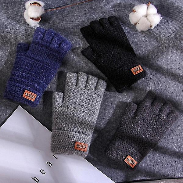 Vinter Alpaca Uld Fingerless Handsker Til Varme Mænd Strikket Halv Finger Handsker only 1 hook