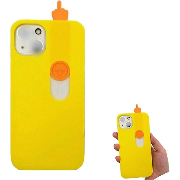 3D-tryckt Mellanfinger Glidande Telefonfodral, Roligt Spoof Telefonfodral, Kreativ Vänlig Gest Telefonfodral för iPhone 15 Pro Max Yellow
