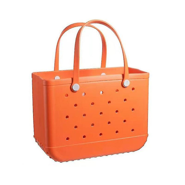 Gummipåse Bogg Style Hål Vattentät Slitstark Oversize Silikon Beach Tote Ny 2024 orange