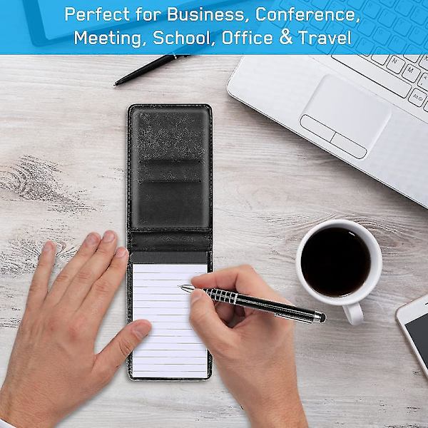 11 st Mini Pocket Notepad Holder Pu Läder Business Notebook Inkluderar 2 st Metallpenna 8 st Refil