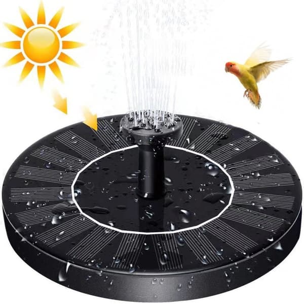 Solar Powered Water Fountain 18 cm Black