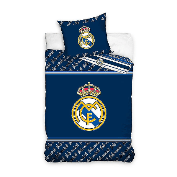 Real Madrid Club Crest 100% bomull enkelt dynetrekk og putevar sett