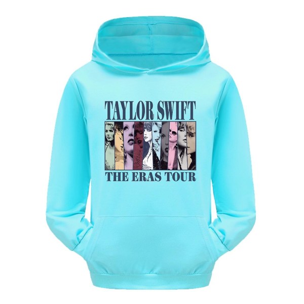 3-16 år Barn Pop Taylor Swift The Eras Tour Printed hoodie Flickor Pojkar Huvtröja Pullover Toppar Sky Blue 11-12T 150CM