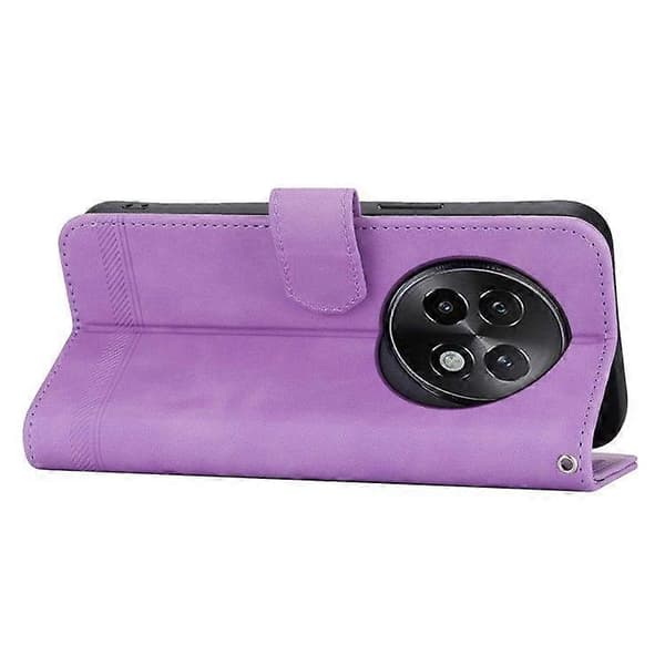 För Realme 13+(Plus) 5G Läderfodral Linjer Prägling Plånbok Telefonfodral Purple