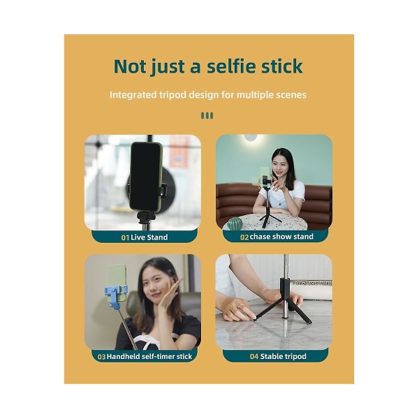 Selfie Stick -asteinen valokuvateline Pidennetty kolmijalka Live-lähetys Taitettava Minijalusta Laajennettava M