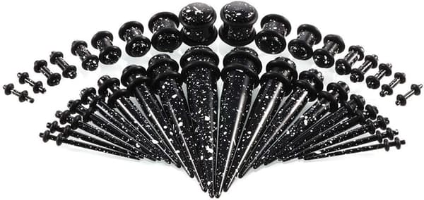 Ear Expanders, 18 Pcs Tapered Earrings + 18 Pcs Acrylic Tunnel Plugs