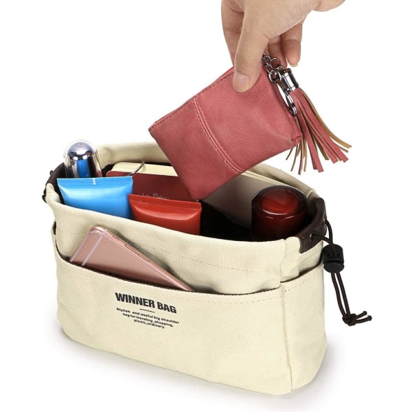 10 lommer Tote Bag Organizer Insert Pouch Filt Handbag Liner Reise Kosmetisk Pocket Pocket Organizer - Stå på egen hånd (liten)