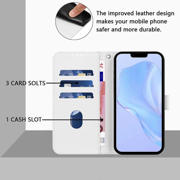 Skinnkänsla Läder Telefonfodral För iPhone 15 Plus White