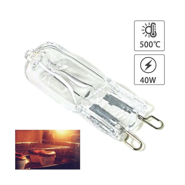 G9 Ovnslys Høytemperaturbestandig Slitesterk Halogenpærelampe for kjøleskap Ovnvifter 40W Transparent