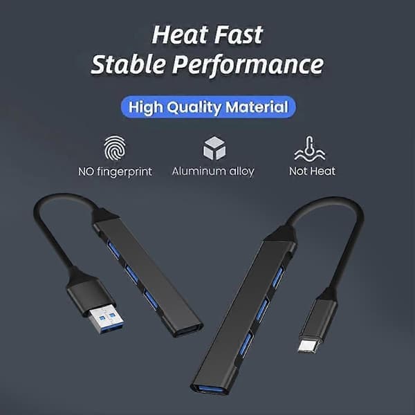USB C HUB 3.0 Typ C 4-portars Multi-Splitter Adapter Android för PC Laptop T4