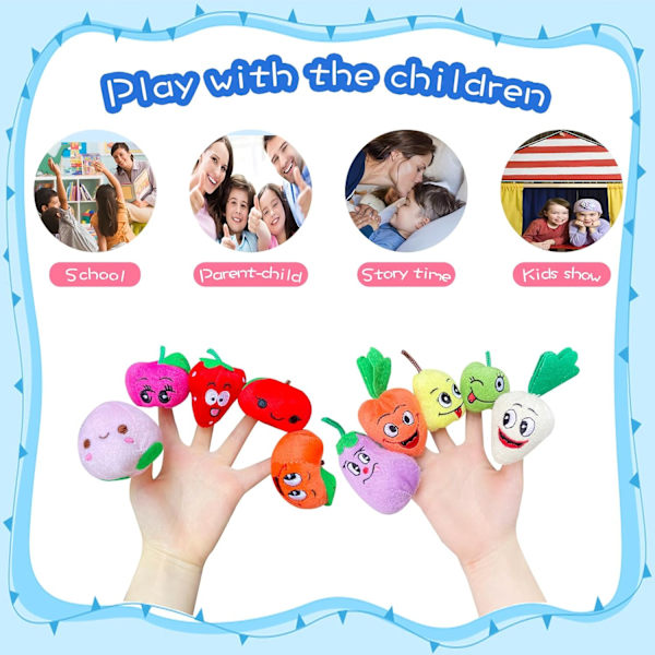 10 st fingerdockor för småbarn, mjuka plysch marina djur fingerdocka leksaker för berättelsetid lektid visar festgåvor, pedagogiska dockor 10 Pcs Fruit Finger Puppet