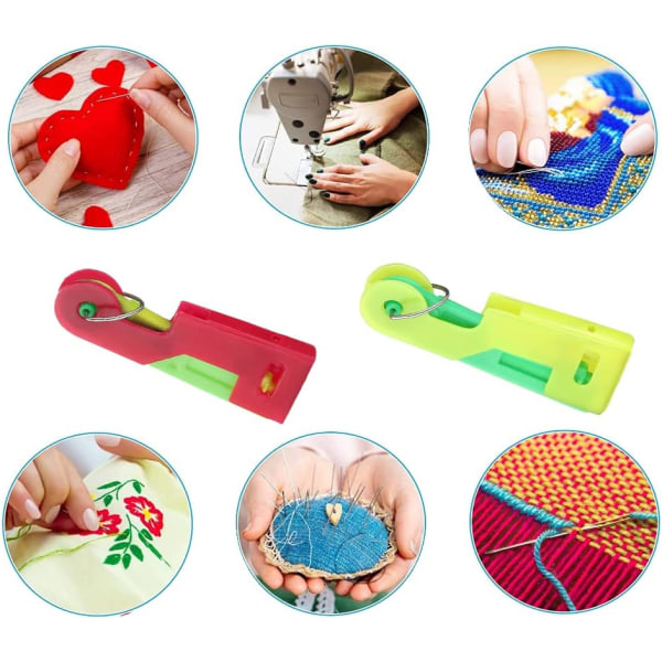 Nålträdare för 2 delar, handsömnadsnålar i plast, trädverktyg för DIY, nålträdare för handsömnad