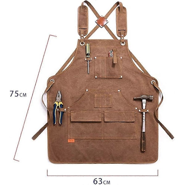 DIY Förkläde med Multiverktygshållare Vaxad Canvas Arbetsförkläde, Vatten- och Vaxresistent Unisex Förkläde, Perfekt för Ingenjörer Snickare Hantverkare Keramiker bäst