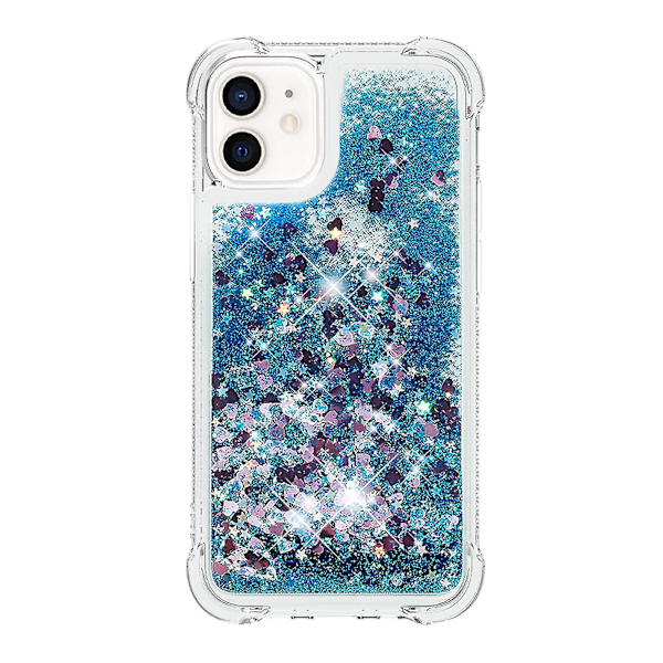 iPhone 12-fodral Glitter Flytande Transparent Glittrande Blank Kristallklar Flytande Flytande Sandskydd TPU Silikon - Blå