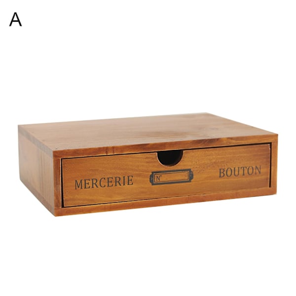 Retro Multi-lags Tre Skrivebord Skuffe Oppbevaringsboks Skap Organizer Forbruksvarer