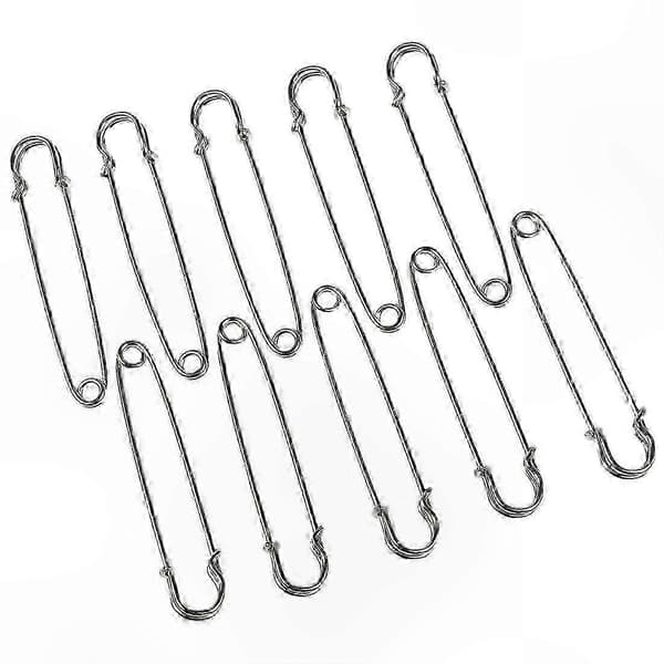 Kraftiga säkerhetsnålar för tjocka tyger - 4 tums jumbonålar, 10-pack