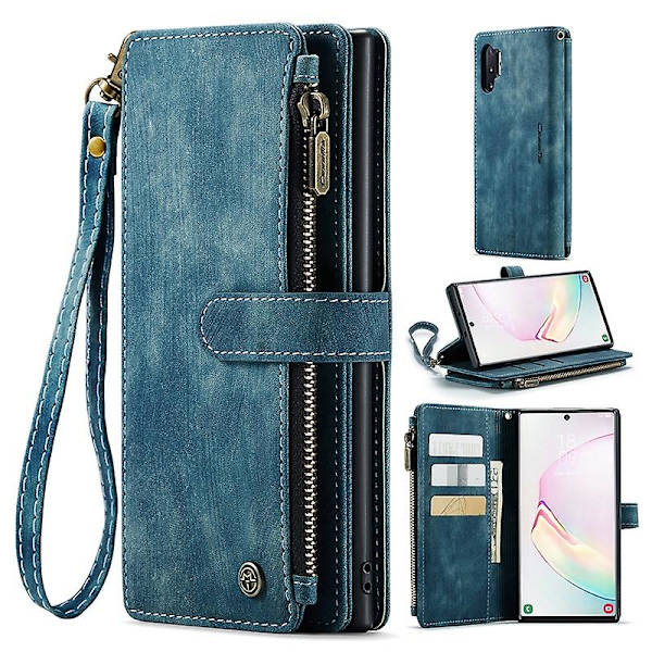 For Caseme Samsung Note10 Plus 4G/5G C30-serien Ny blixtlåsfodral i läder Röd Blue Samsung Galaxy Note 10 Plus 5G
