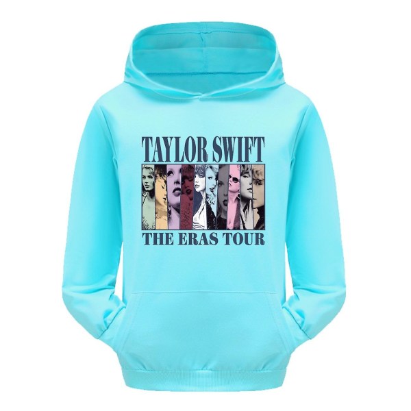 3-16 år Barn Pop Taylor Swift The Eras Tour Tryckt Hoodie Flickor Pojkar Hooded Sweatshirt Pullover Toppar Sky Blue 11-12T 150CM