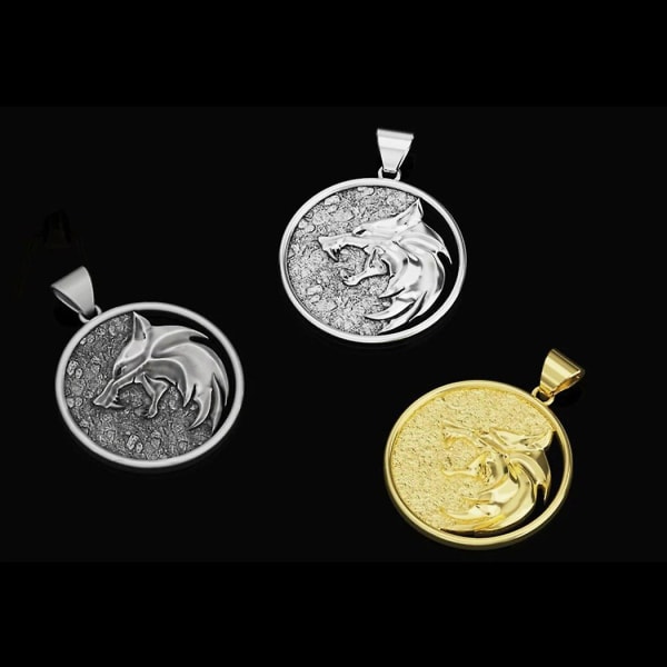 Witcher Geralt of Rivia Medallion White Wolf kaulakoru miehille naisille lahja miehille syntymäpäiväriipus Vintage Gwynbleidd silver color