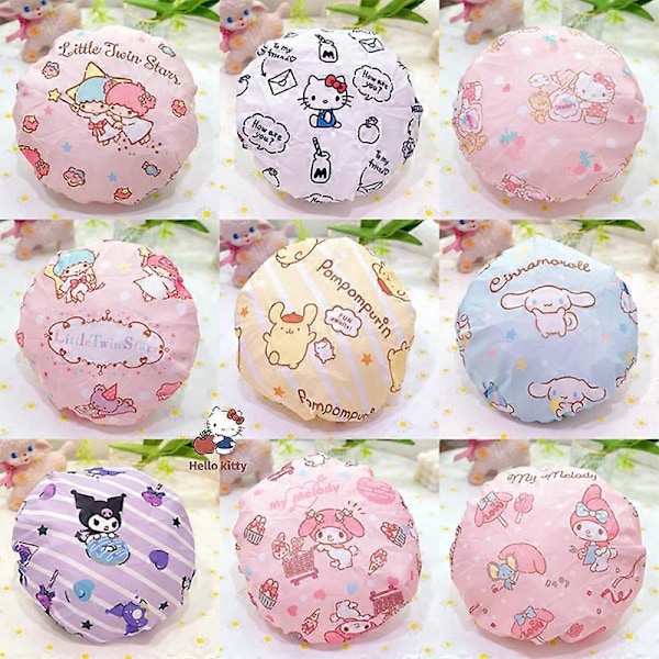 Piirretty Sanrio Hello Kitty Kaksinkertainen Uimahattu Kawaii Cinnamoroll My Melody Kuromi Vedenpitävä Ja Pölynkestävä Suojaava Hattu 01 Adult version