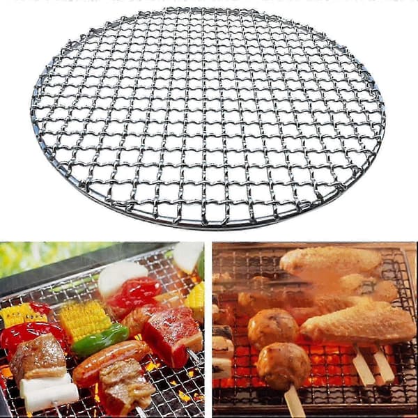 Grillnett i rustfritt stål, stabelbar design, rund, for utendørs røyking 33cm