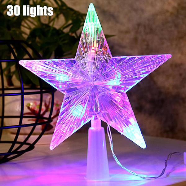 3d Hollow Star Tree Topper Led Farverige Lys Pendant Jul Udendørs Decor Colourful 30Lights