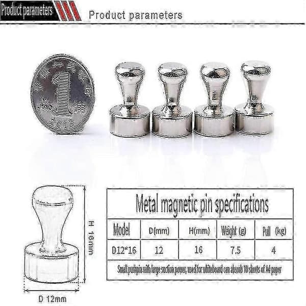 12 st Neodymmagneter, Starka Kylskåpsmagneter, Mini Magneter Neodymmagnet, Magnetiska Stift i Stål
