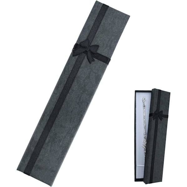 Rektangel smykker Gaveæske Lang Kædet Display Etui Halskæde Armbånd Pendan Gaveæske til Bryllup Fødselsdag Jul Black