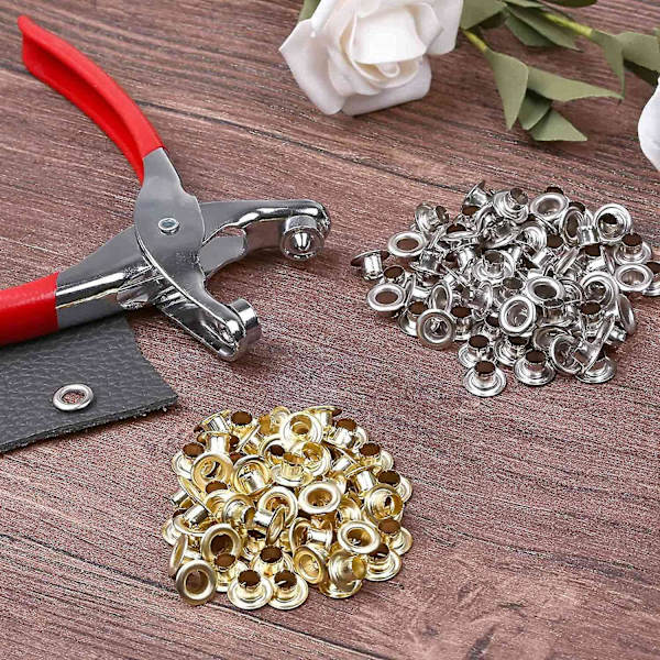 401 kpl 1/4 tuuman 6 mm läpivientirengaspihdit, työkalusarja, jossa on 400 metallisilmukkaa kullassa ja S