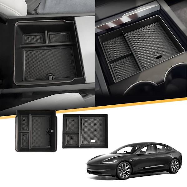 För Tesla Model 3 Highland 2024 Centerkonsol Organizer & Armstöd Förvaringslåda Fack Interiör Access
