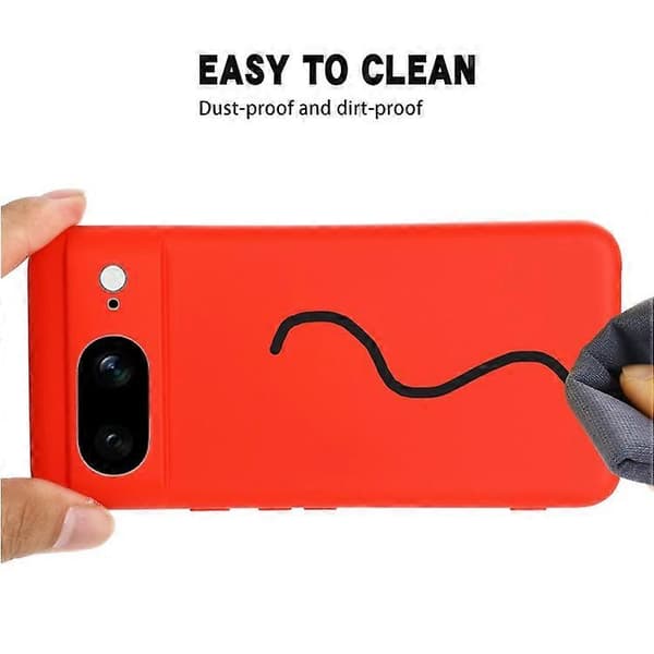 Kompatibel med Google Pixel 8 Anti-Fingeravtryck Mobilskal Flytande Silikon Mjukt Foder Baksida Red