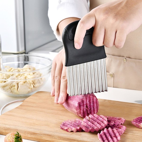 Tyuhe Crinkle Cutter Grönsaksskärare med ergonomiskt handtag Lätt att rengöra Potatis Morotsskärare i rostfritt stål Köksverktyg
