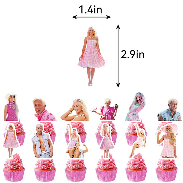 Barbie Film Temafest Pink Dekoration Tilbehør Banner Balloner Kit Kage Cupcake Toppers Sæt