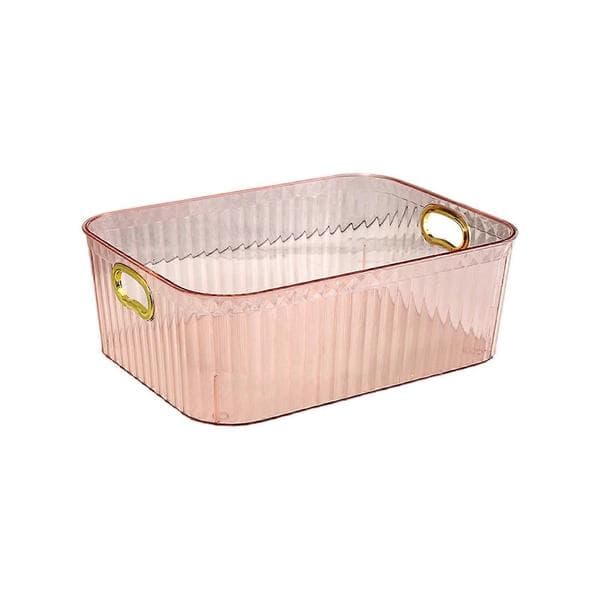 Pink Transparent Opbevaringskurv til Snacks og Kosmetik, Multifunktionel Organizer Pink