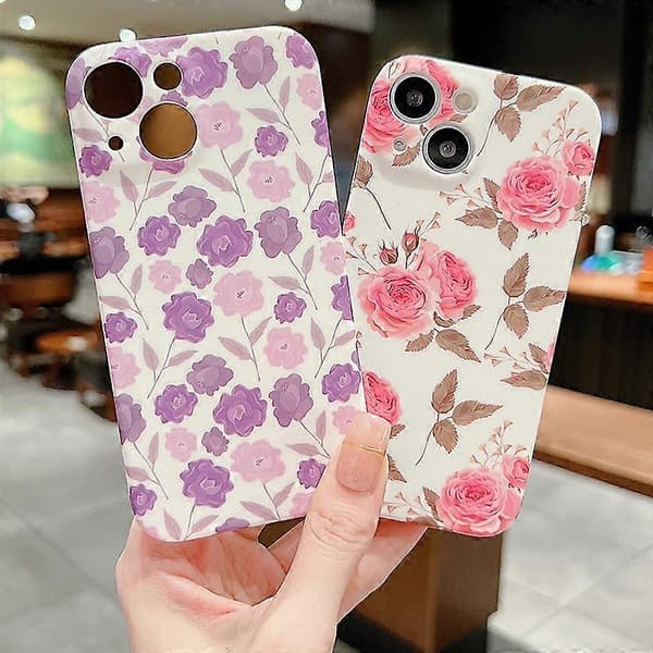 Litet blommigt TPU-telefonfodral för iPhone 14 Pink