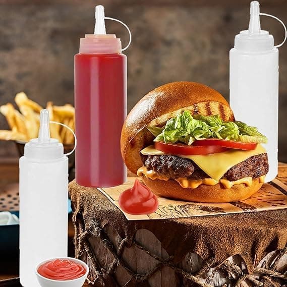 6 pcs 8 oz Spice Bottle, Sauce Bottles, Plastic