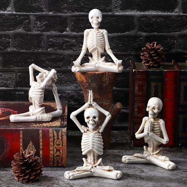 3 kpl:n luurankohahmoja, pienet hartsiminiatyyrit, kallopatsaat, uutuusjoogahahmo, hauskat luurankopatsaat, Halloween-patsaat Halloween-koristeisiin White