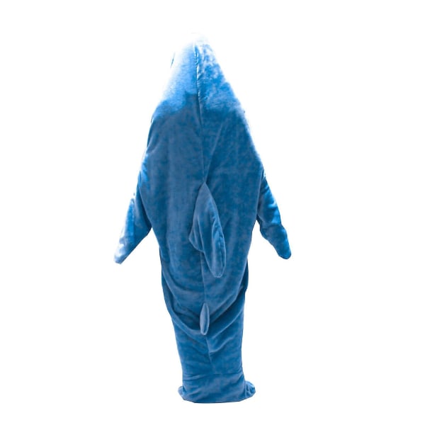 Adult Shark Blanket -huppari - Sininen valkoinen - Käytettävä peittomakuupussi S