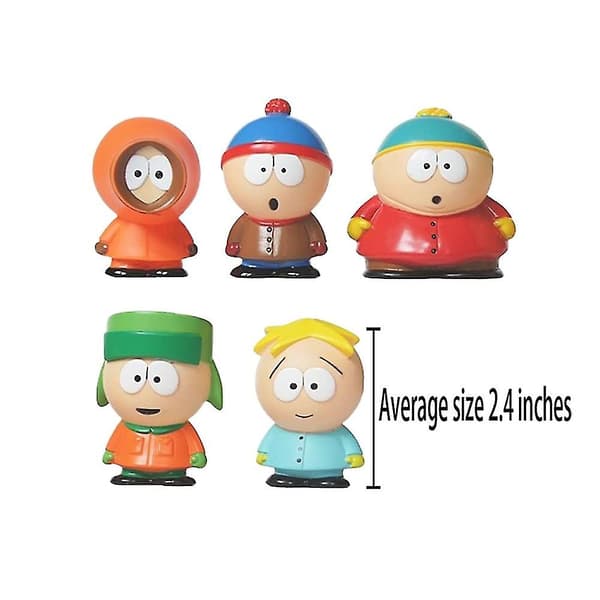 5 stk/sæt South Park tegneseriefigurer legetøj, skrivebordsbilpynt gennemsnit 2,4\"