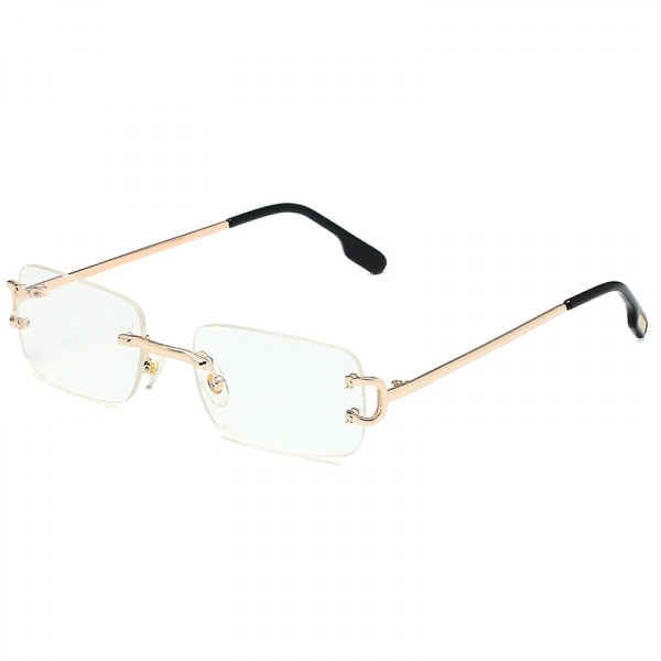 Kantløse rektangelsolbriller Rammeløse firkantede briller Vintage Transparente briller for kvinner menn