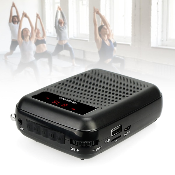 Retekess Pr16r Stemmeforsterker Multifunksjonell Digital Skjerm Abs Bærbar Mini 12w Mikrofon Megafon Høyttaler For Lærer Black