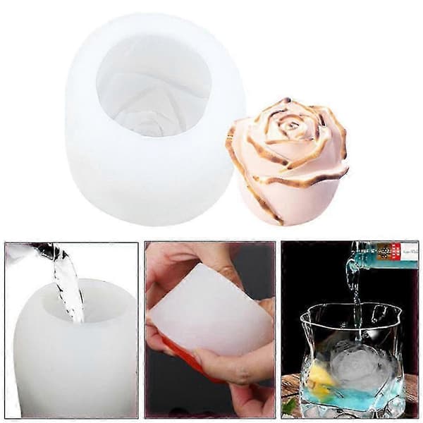 2st Silikon Isbitsform 3D Ros DIY Ismaskin Bakform Hushållstvål Glass Chokladkaka Puddingform Köksredskap