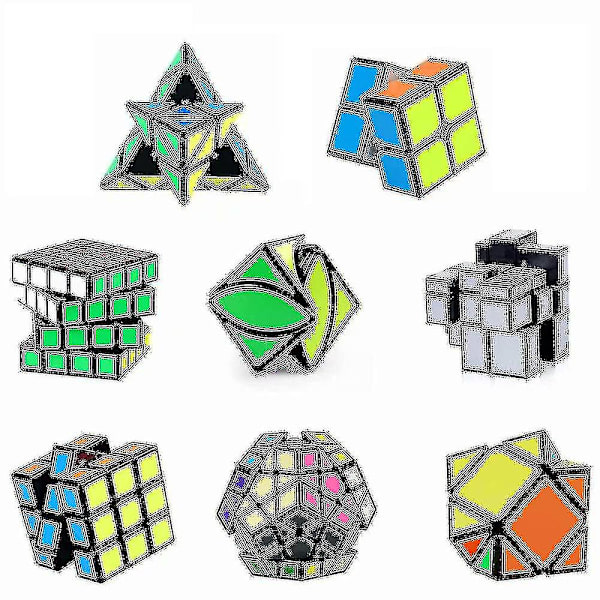 Speed Cube Sæt, Magic Cube Bundle 2x2 3x3 4x4 Pyramide - Legetøjs Puslespil Cube Til Børn Og Voksne Sæt Med 8 (xq)