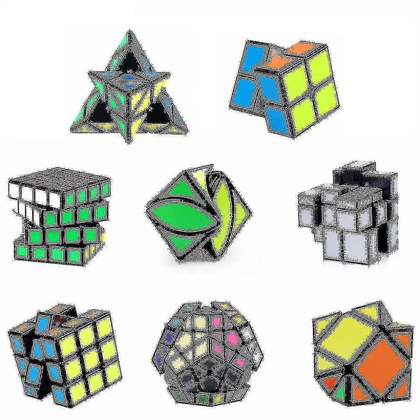 Speed ​​Cube Set, Magic Cube Bundle 2x2 3x3 4x4 Pyramid - Leksakspusselkub för barn och vuxna Set om 8 (xq)