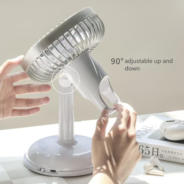 Genopladelig bordventilator, bærbar udendørs campingventilator, 2 tilstande, velegnet til udflugter, arbejde, studier