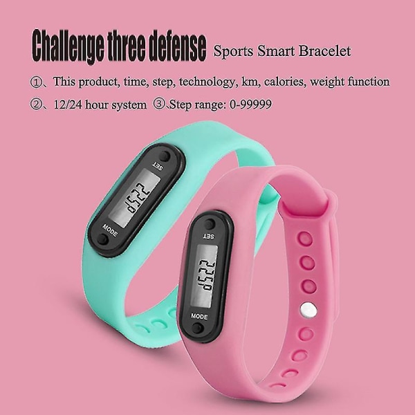 Step Count Activity Tracker Fitness Sport Klokke Håndledd Skritteller LCD Voksen Barn Cyan